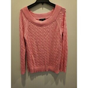 Lauren Ralph Lauren Womens Cable Knit Sweater Barbie Pink Long Sleeve Sz XL